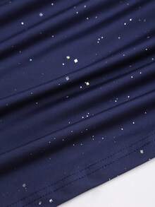 Sweetra Women's New Sexy Backless Ruched Waist Slim Fit Shiny Wrap Dress, Suitable For Daily Commute, Graduation, Independence Day Party - Navy Blue - View 7