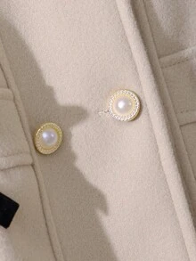 SHEIN Tween Girl' 灰色长款双排扣蝴蝶结装饰大衣，适合度假、夏季和旅行