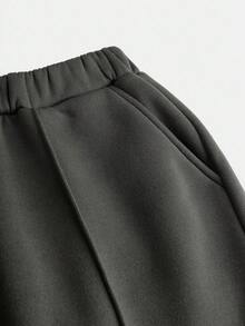 SHEIN 青少年女孩休闲宽松舒适连帽运动衫和裤子套装 - 灰色 - 查看 4