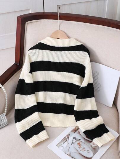 SHEIN 秋冬款 Tween Girl 休闲罗纹高领毛衣