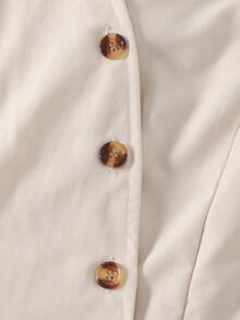 SHEIN Set de 2 piezas: Top de tirantes unicolor y pantalones de pierna ancha con decoración de dobladillo plisado, para chicas adolescentes, estilo elegante y holgado - Albaricoque - Ver 4