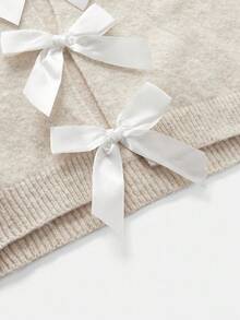 Serisse 女士蝴蝶结装饰简约长袖毛衣，休闲日常穿着冬季服装毛衣冬季女装，长袖上衣