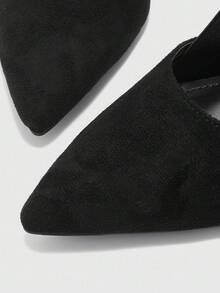 CUCCOO BIZCHIC Women's Fashion Black Comfortable Elastic Band Pointed Toe Chunky High Heel Pumps, Essential For Commuting, Vacation And Outings For Christmas Spring Shoes - Black - View 7