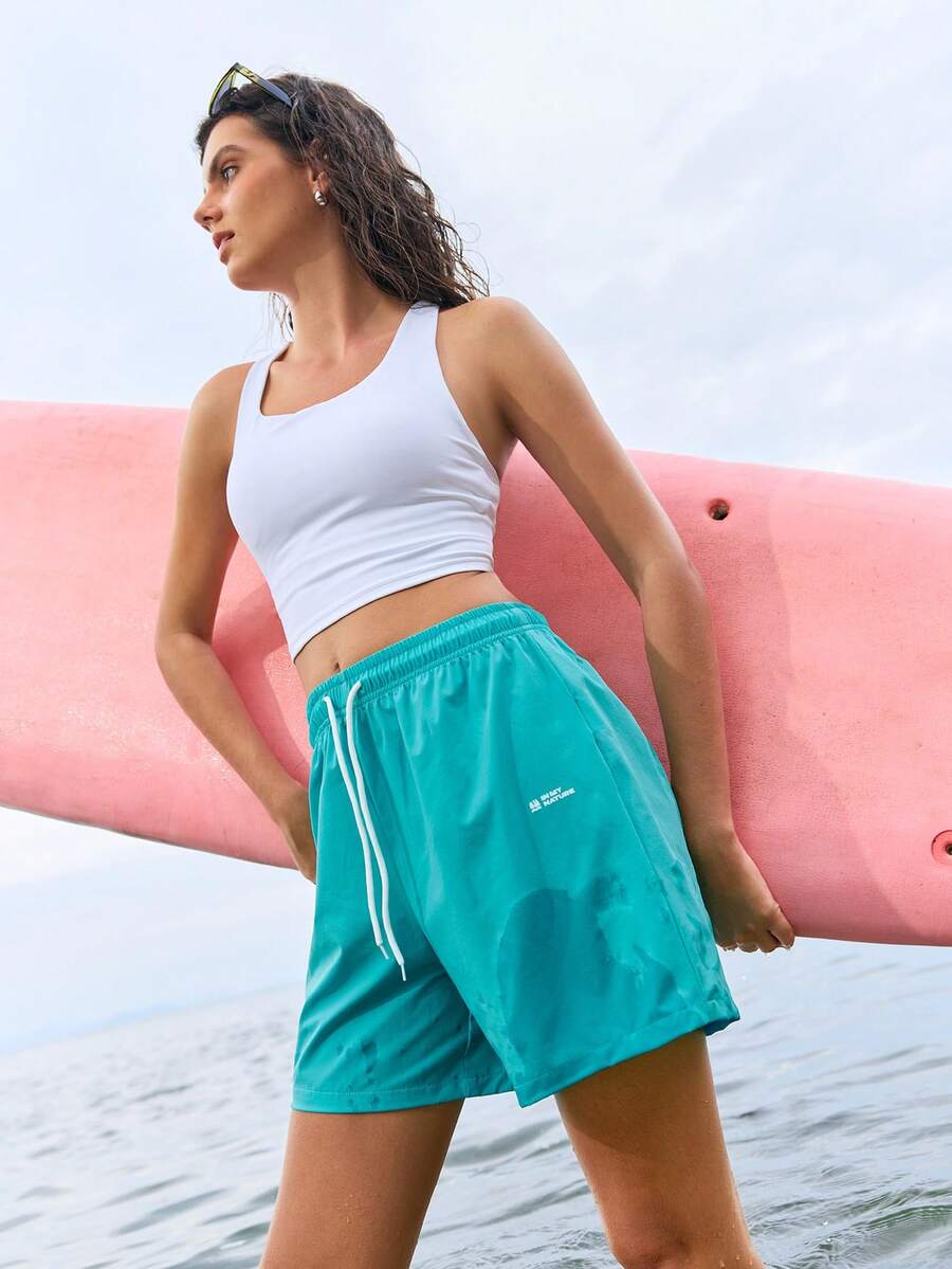 In My Nature Women's Solid Color Simple Casual Outdoor Shorts Workout Short - Mint Green - View 1