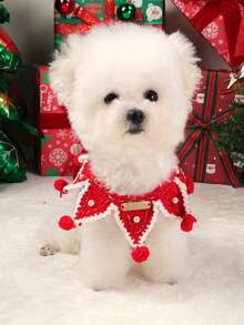 PETSIN 1 pièce Bavoir pour animal de compagnie, décoration de Noël universelle pour chats et chiens, serviette à bavouiller en tricot pour l'automne et l'hiver - Multicolore - Voir 7
