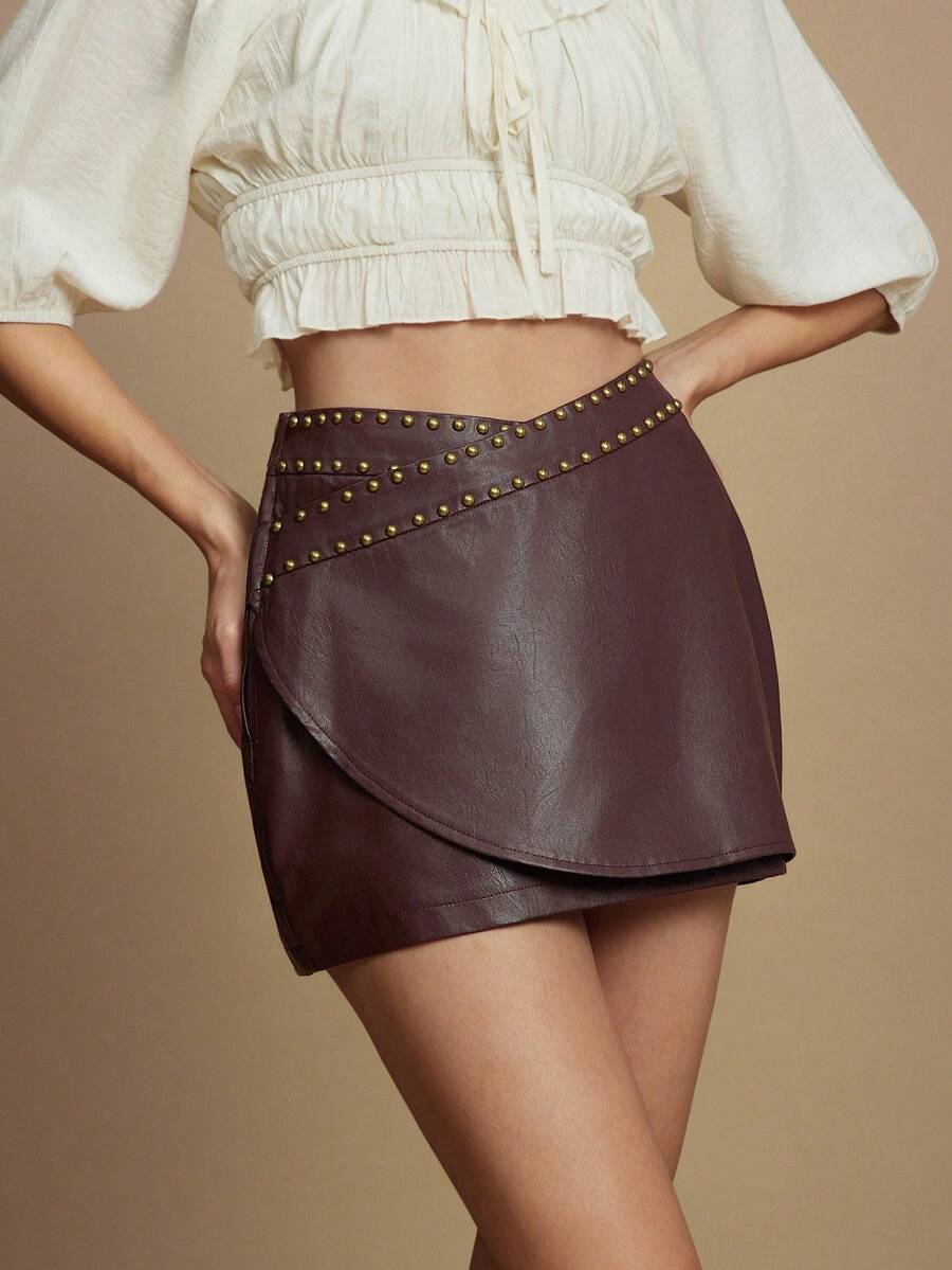 Falda Cuerina Marron