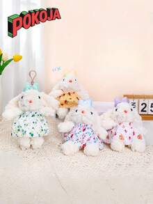 1PC Floppy Ear Plush Rabbit Keychain Adorable Cartoon Bunny Bag Charm Car Accessories Soft Stuffed Animal Pendant Gift For Women Friends Office Home Decor Kawaii Cute Animal - Multicolor - View 3