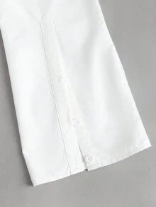 Sweetra Women's New Collegiate Basic Minimalist Commuter Cinched Waist Long Sleeve Tie Collar Blouse - White - View 7