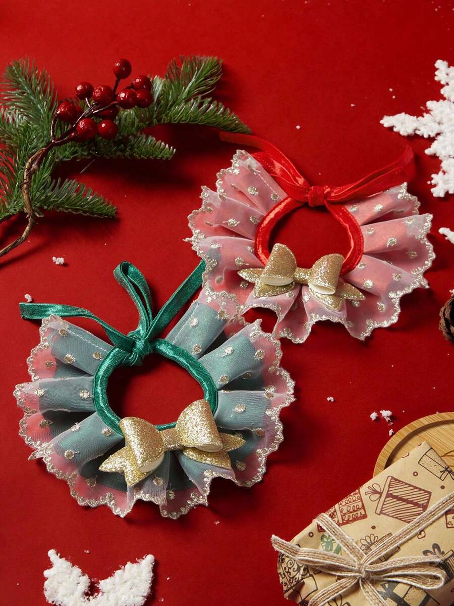 PETSIN 1 件宠物围兜，可爱猫狗通用圣诞蕾丝围巾配件 - 彩色 - 查看 1