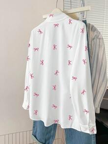 SHEIN Lässiges, bequemes Hemd mit Kragen und Schleifendesign, für Kleine Mädchen