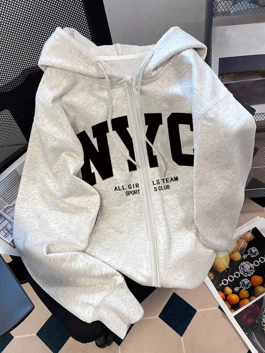 INAWLY Women's Fashionable Versatile Letter Print Casual Sweatshirt Sweatshirt