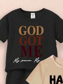 SHEIN 3pcs/Set Young Boy Casual Simple  Face & Letter Print Basic Short Sleeve T-Shirt And Shorts Outfit - Multicolor - View 7