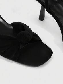 CUCCOO SZL 女士金色金属 PU 结饰踝带方头时尚性感夏季户外优雅金属高跟凉鞋 - 黑色 - 查看 9