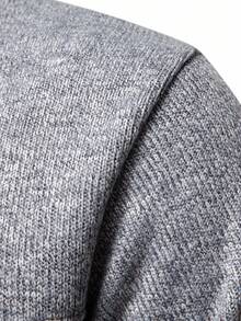 Manfinity Mode Men's Autumn/Winter Long Sleeve Zip-Up Casual Thermal Lined Knit Cardigan, Fall Winter - Light Grey - View 3