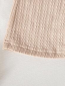 2 件套女婴秋季新款服装，翻领长袖针织拼接二合一衬衫和喇叭针织裤，时尚休闲可爱百搭套装 - 卡其色 - 查看 8