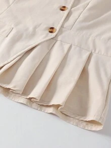 SHEIN Set de 2 piezas: Top de tirantes unicolor y pantalones de pierna ancha con decoración de dobladillo plisado, para chicas adolescentes, estilo elegante y holgado - Albaricoque - Ver 7