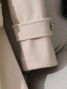 SHEIN 1pc Girls Wool Blend Coat, Elegant Mid-Length Overcoat With 2-Way Wear, Suitable For Autumn/Winter Fall - Apricot - View 5