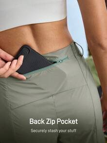 In My Nature Dambyxor med avtagbar ben och sidofickor, casual minimalistiska, avtagbara cargobyxor för kvinnor, vandringsbyxor, resebyxor för kvinnor - Kaki - Visa 3