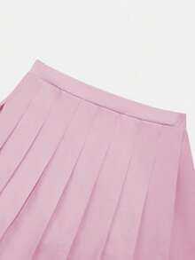 SHEIN Sparklyn 女童百褶高腰裙，内置安全短裤，二合一裙裤，四季百搭，可搭配衬衫、T恤、Polo衫、连帽衫、夹克