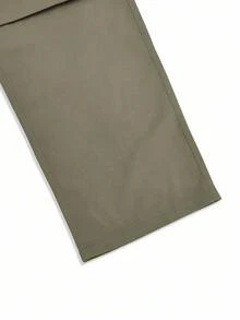 Manfinity Roghcode Pantalones cargo holgados para hombre con bolsillo con solapa y cordón ajustable en la cintura, para otoño - Verde militar - Ver 8