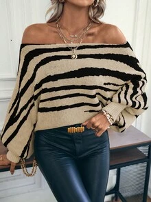 EMERY ROSE Women's Fashion Casual Striped Print Long Sleeve Sweater - Multicolor - View 5