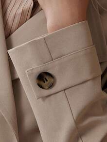 Écloséra French Retro Casual Commuting All-Match Loose Version Double Breasted Wear A Belt Soft Twill Woven Fabric Spring And Autumn Khaki Women's Trench Coat Mid-Length Trench Coat Women's Jacket Ladies Casual Clothing Fall Clothes For Women Women's Autumn Clothing Matching Women's Autumn Clothing Jacket Autumn And Winter Matching Windbreaker Jacket - Khaki - View 7