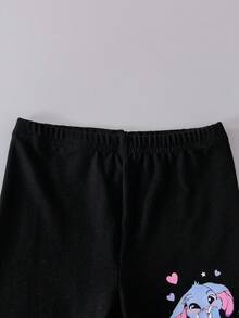 2pcs/Set Young Girl Casual Stylish Cute Cartoon Stitch Letter Graphic Print Sweatshirt And Leggings Set Fall Winter - Pink - View 6