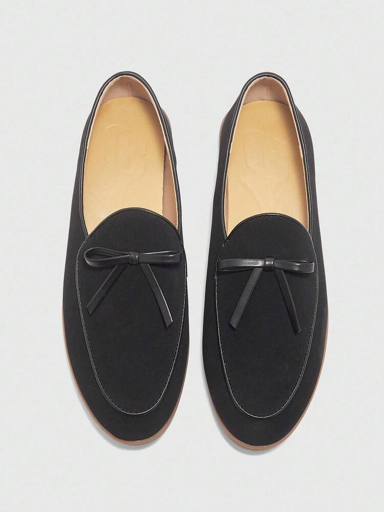 CUCCOO BIZCHIC Women's Black Flat Vintage British Style Bow Decor Fashion Versatile Comfortable Casual Loafers
