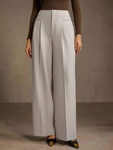 MOTF PREMIUM FOLD PLEATED STRAIGHT LEG SUIT PANTS - Grey - View 5
