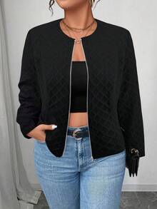 Elenzga Veste décontractée à fermeture éclair avant pour femmes grande taille