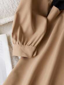 Sparklyn 女孩时尚拼色连衣裙，带腰带和纽扣细节，适合学校或休闲穿着的 A 字裙，可机洗，涤纶混纺，春夏秋季，时尚腰带连衣裙 | 闪亮面料，可爱的连衣裙 - 彩色 - 查看 6