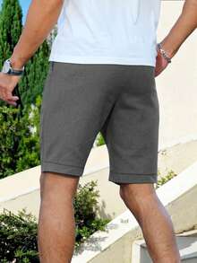 Manfinity Homme Herren einfarbige Lässig Shorts, geeignet für Sommer Herren Shorts, Lässig Herren Bekleidung, Herren Shorts, Herren Lässig Shorts, Lässig Shorts für Herren - Dunkelgrau - Übersicht 2