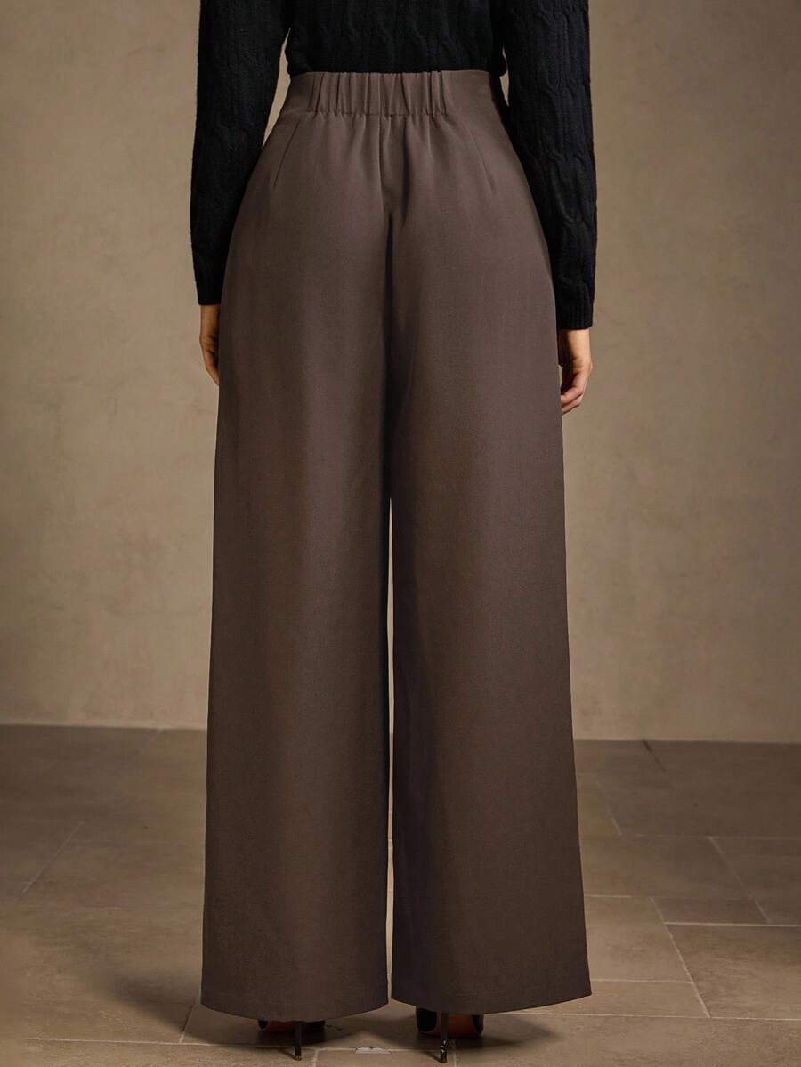 MOTF PREMIUM WOMEN'S ELEGANT ASYMMETRIC SUIT PANTS FOR COMMUTING - Coffee Brown - View 2
