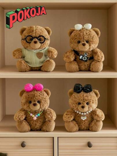 POKOJA LAND 1 件毛绒泰迪熊柔软填充动物玩具可爱拥抱枕头伴侣生日圣诞节情人节家居装饰办公桌温暖伴侣