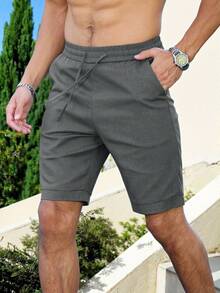 Manfinity Homme Herren einfarbige Lässig Shorts, geeignet für Sommer Herren Shorts, Lässig Herren Bekleidung, Herren Shorts, Herren Lässig Shorts, Lässig Shorts für Herren - Dunkelgrau - Übersicht 4