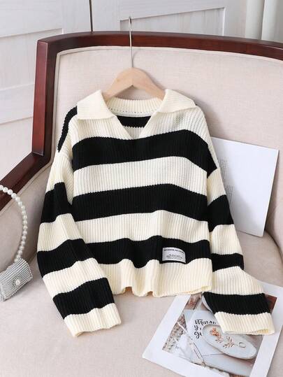 SHEIN 秋冬款 Tween Girl 休闲罗纹高领毛衣