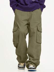 Chillumni Quần Cargo dáng rộng có túi bên hông dành cho nam, dành cho mùa thu - màu xanh lá - Xem 3