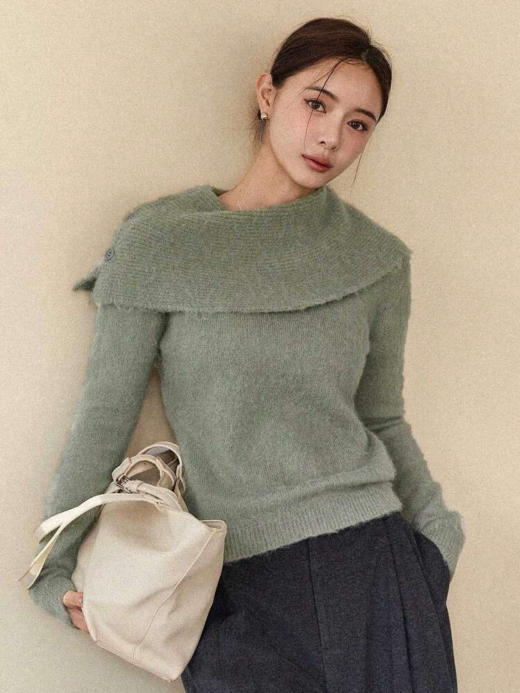 Women's Casual Solid Color Design Sweater, Autumn/Winter New Arrival