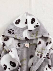 Cozy Pixies Accappatoio con cappuccio in pile spesso con stampa di dinosauri cartoni animati per bambini maschi, con apertura anteriore