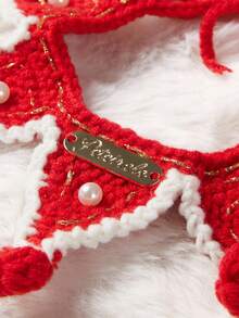 PETSIN 1 pièce Bavoir pour animal de compagnie, décoration de Noël universelle pour chats et chiens, serviette à bavouiller en tricot pour l'automne et l'hiver - Multicolore - Voir 4