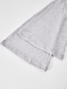 Sparklyn Teen Girl Gray Ribbed Knit Long Sleeve Cardigan Jumpsuit Fall Winter - Grey - View 6