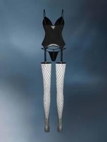 4 件拉链 PU 皮革拼布修身紧身胸衣上衣，朋克服装派对俱乐部服装，性感女式紧身胸衣，适合音乐节 - 黑色 - 查看 11