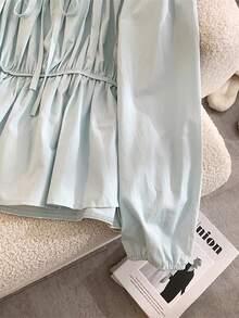 Franclia Women's Fashion Casual Bow Pleated Elegant Blouse