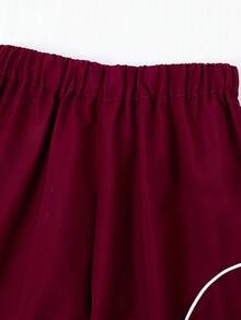 Sparklyn 2 件套青少年女孩字母图案运动衫上衣和大口袋直筒工装裤，休闲街头风格服装，秋季 - 灰色 - 查看 4