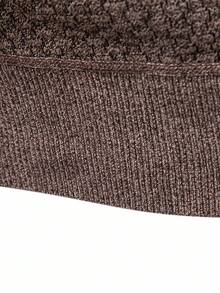 Manfinity Homme Men's Thermal Lined Knitted Sweater, Lightweight Top For Autumn, Old Money, Long Sleeve Top - Mocha Brown - View 4