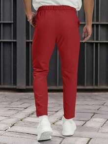 Manfinity Homme Pantalones rectos de unicolor para hombre, casuales y formales, para ceremonias formales - Rojo - Ver 2