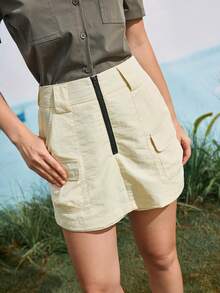 In My Nature Women's Contrast Color Zipper Pocket Casual Outdoor Mini Skirt For Summer