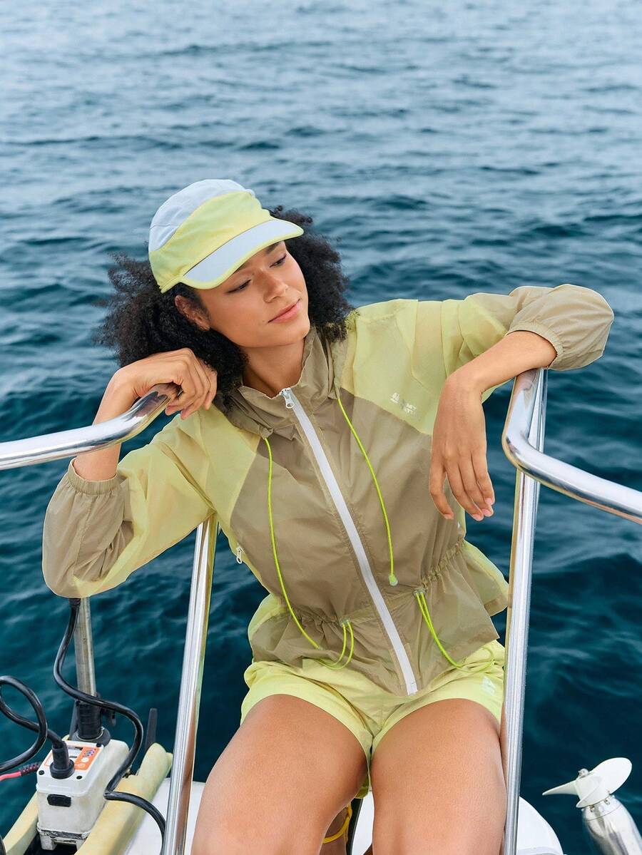 In My Nature 女士休闲户外运动抽绳连帽基本款夹克户外徒步夹克女士拼色休闲夹克，女士跑步夹克女士风衣防晒夹克夹克轻便外套跑步夹克浅黄色和棕色夹克，运动服夹克，拼色，撞色夹克，防晒夹克，秋季户外徒步夹克，透气夹克，拉链夹克