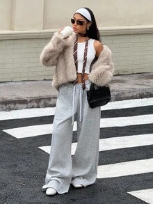 Muchica Women's Loose Casual Thermal Lined Sweatpants, Autumn/Winter