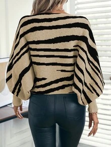 EMERY ROSE Women's Fashion Casual Striped Print Long Sleeve Sweater - Multicolor - View 2